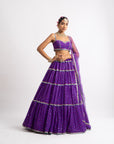 Purple Noodle Strap Multi Tier Lehenga Set