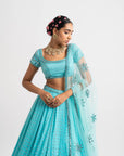 Mint Blue Single Tier Lehenga Set