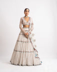 White Multi Tier Multi Color Lehenga Set