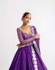 Purple Silk Organza Lehenga Set