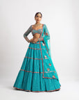 Peacock Green Multi Tier Multi Color Lehenga Set