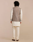 Rust Orange - Ivory Chevron Nehru Jacket