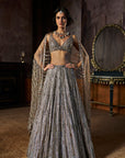 Charcoal Multi-Coloured Crystal Lehenga Set
