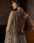 Charcoal Multi-Coloured Crystal Lehenga Set