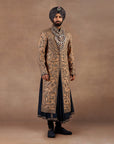 Walnut - Prussian Blue Sherwani Set