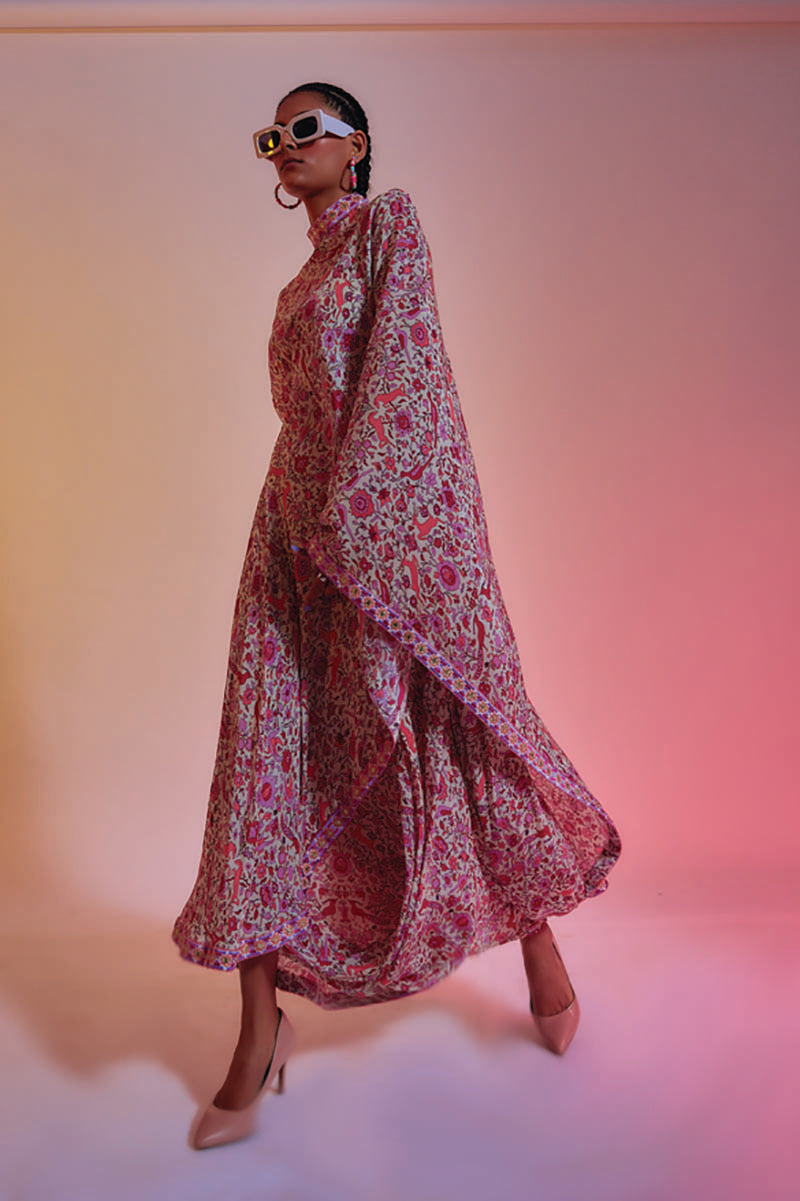 Ivory drape skirt with drape saree