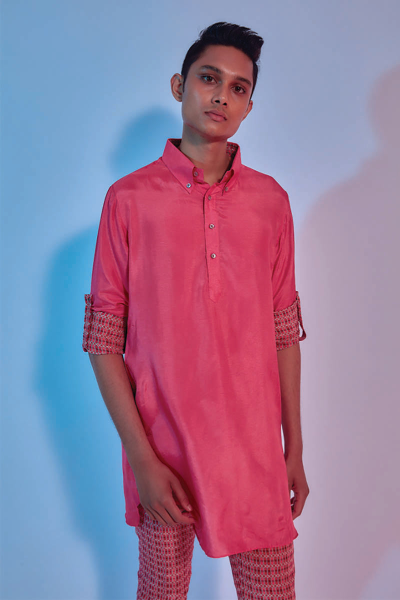 shirt style kurta with rolled up sleeves