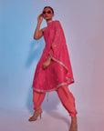 one shoulder kurta with drape pants