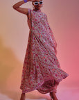Ivory drape skirt with drape saree