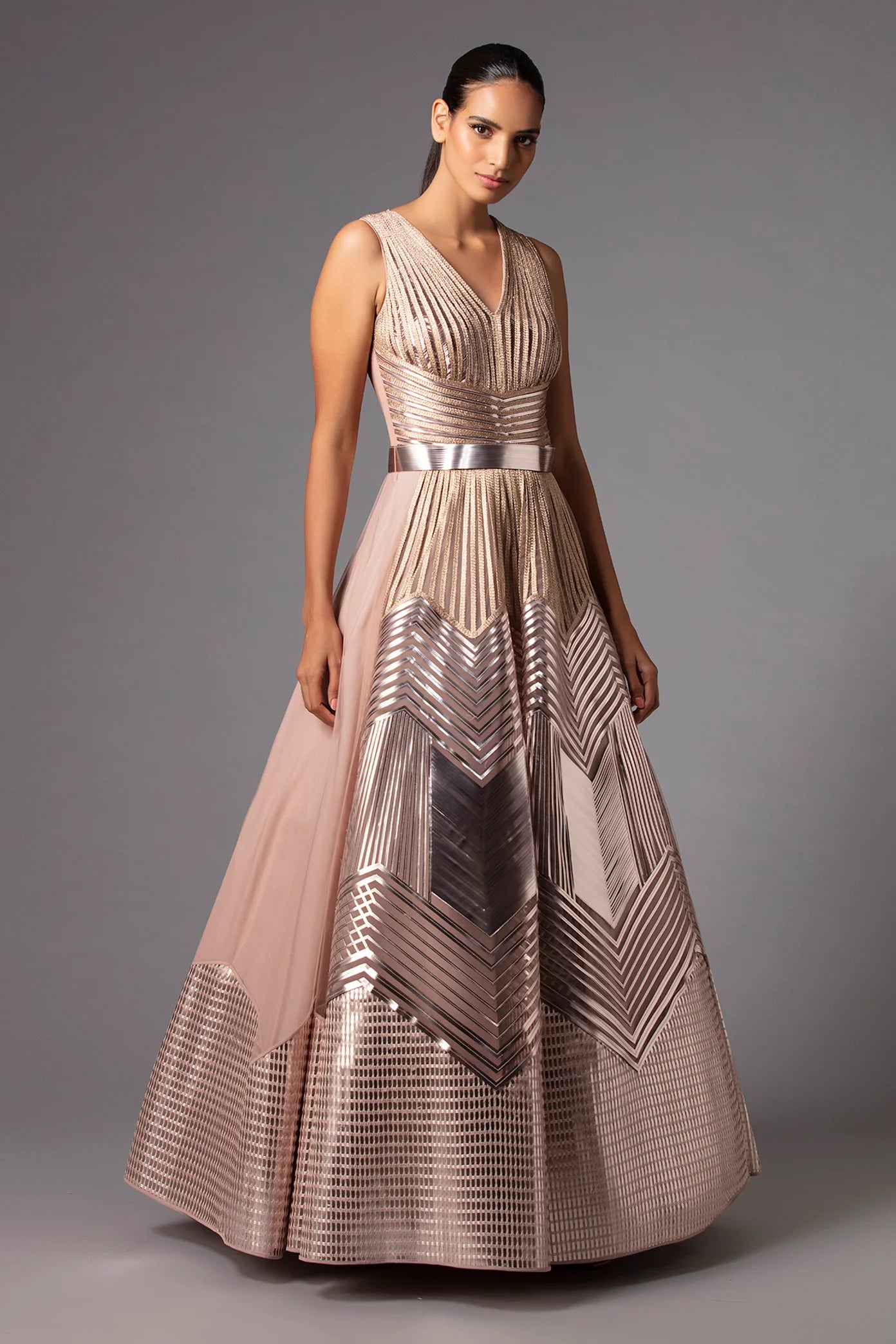 Metallic Structured Gown