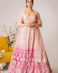 Pink Ombre Embroidered Lehenga Set