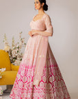 Pink Ombre Embroidered Lehenga Set