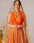 Orange Gown With Dupatta