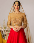 Red & Gold Embroidered Lehenga Set