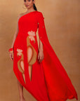 Red Feather Pop Cape Dress