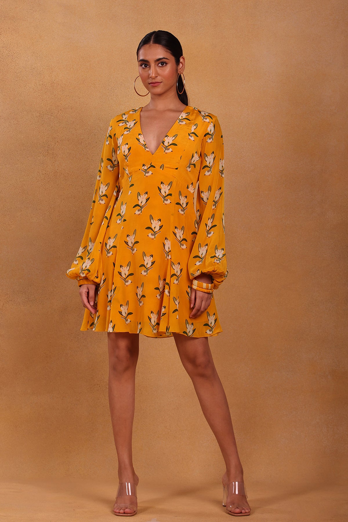 Yellow Canary Blossom Skater Dress