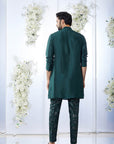Emerald Green Mirror Open Sherwani Set